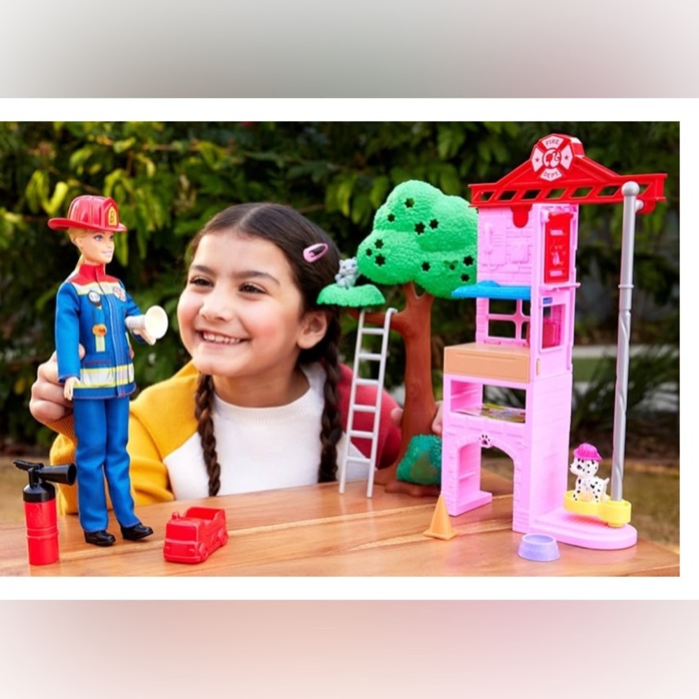 Barbie Careers Firefighter Doll & Playset with Fire Station & Tree, 2 Pets - Picture 5 of 6